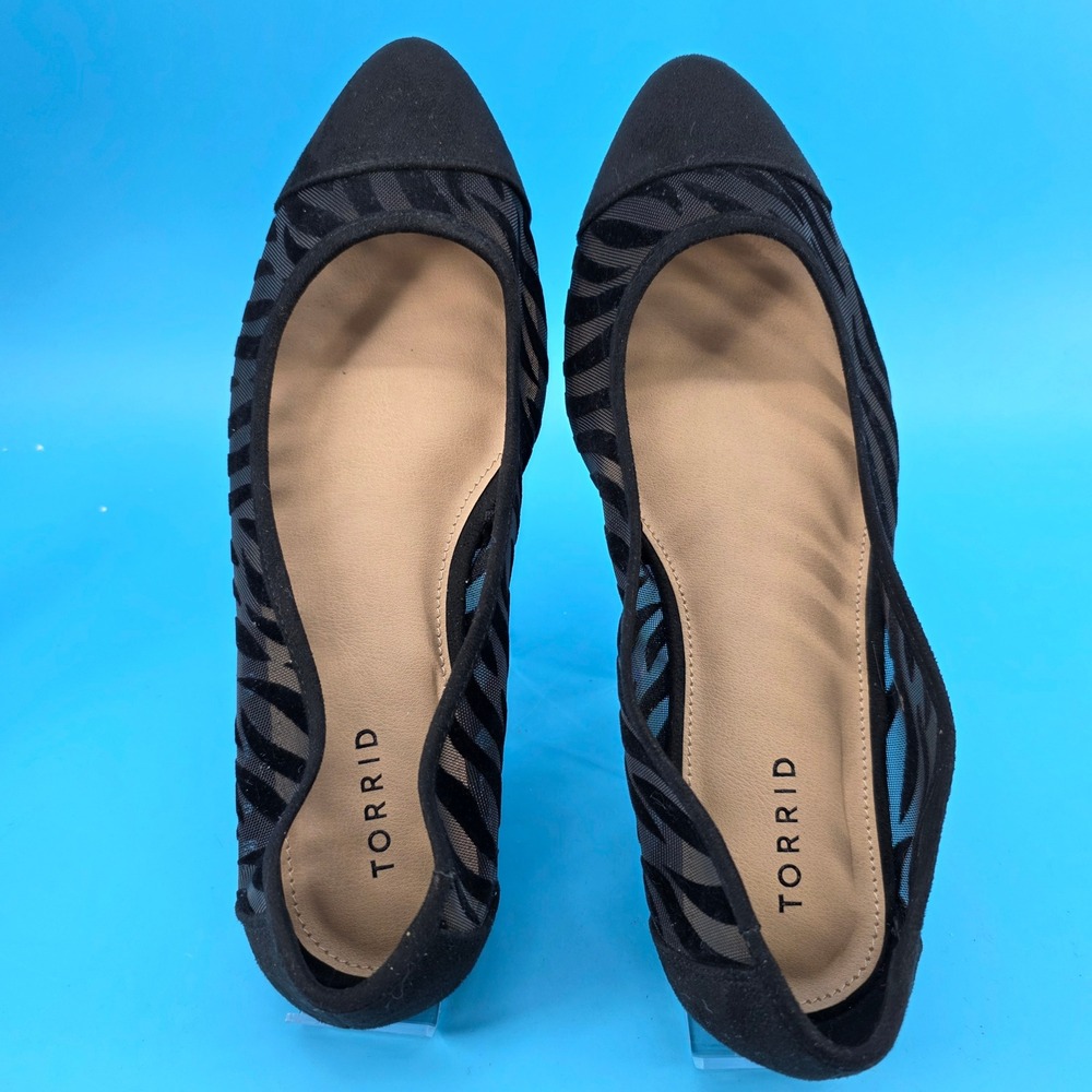 Torrid Black Zebra Mesh Flocked Pointed Toe Ballet Flats 10WW 43237154 - Picture 8 of 13